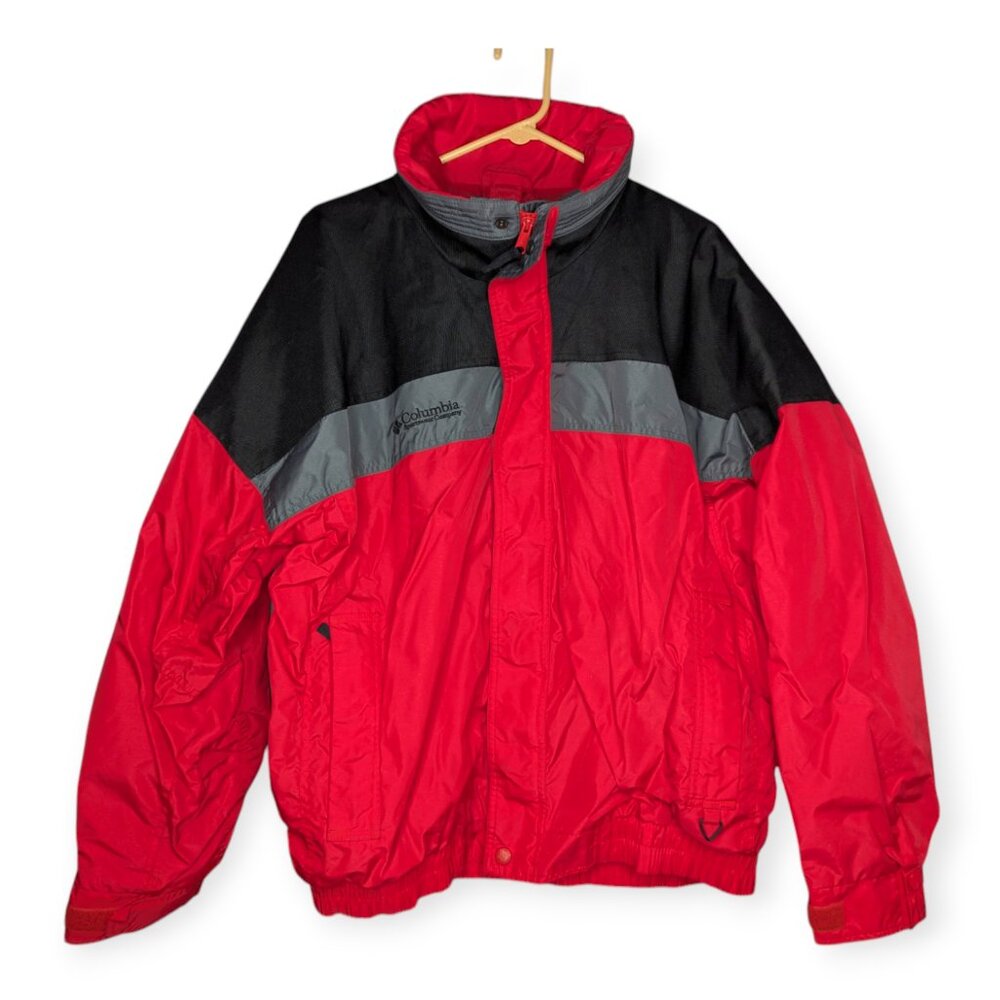 Columbia Men's Jacket Red & Black Windbreaker Size Large Embroidered Bugaboo